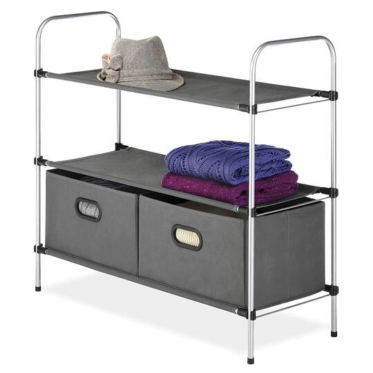Whitmor Gray 3 Tier Shelves with 2 Drawers